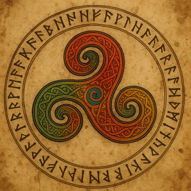 Triskele – Symbol für Geheimnis und Anderswelt Zeichnung einer Triskele – keltisches Symbol in Jakob Kindlers Mystery-Roman.